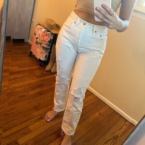 Levi's Women's White Distressed Boyfriend Jeans